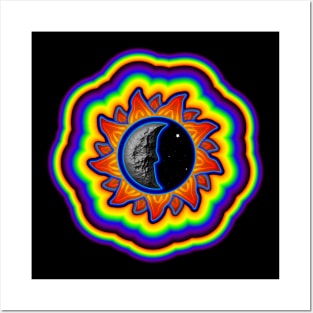 abstract rainbow sun Posters and Art